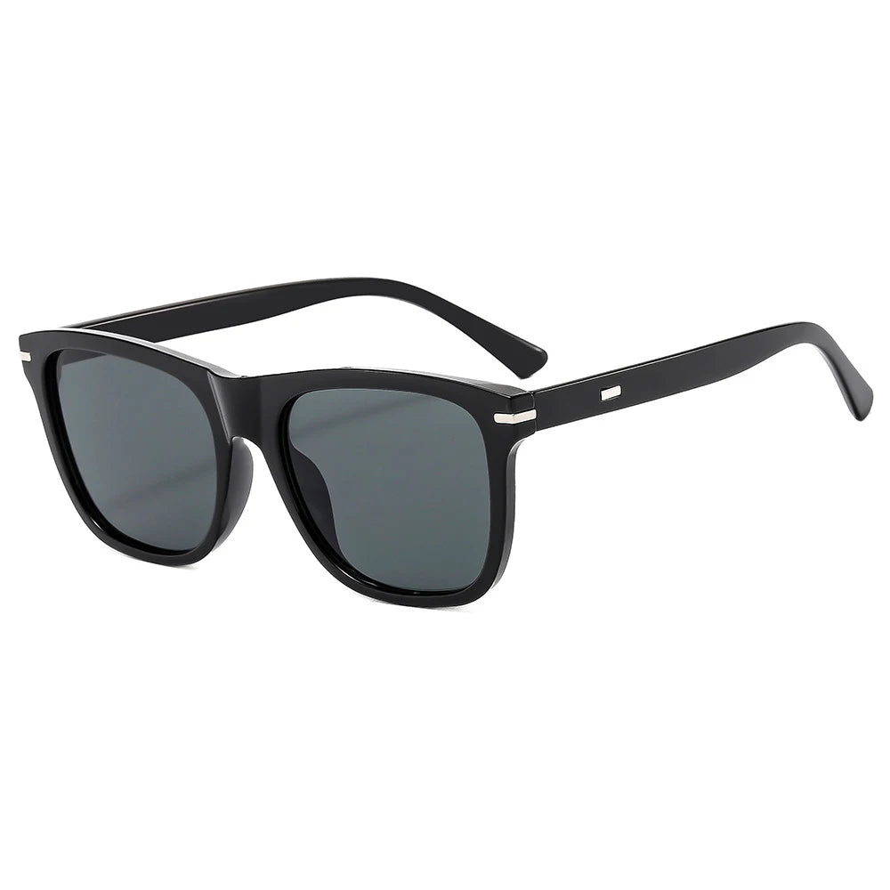 STORY Classic Square Sunglasses for Men Women Retro Rivets Tortoiseshell Frame UV Protection Fashion Green Yellow Shades XY89170