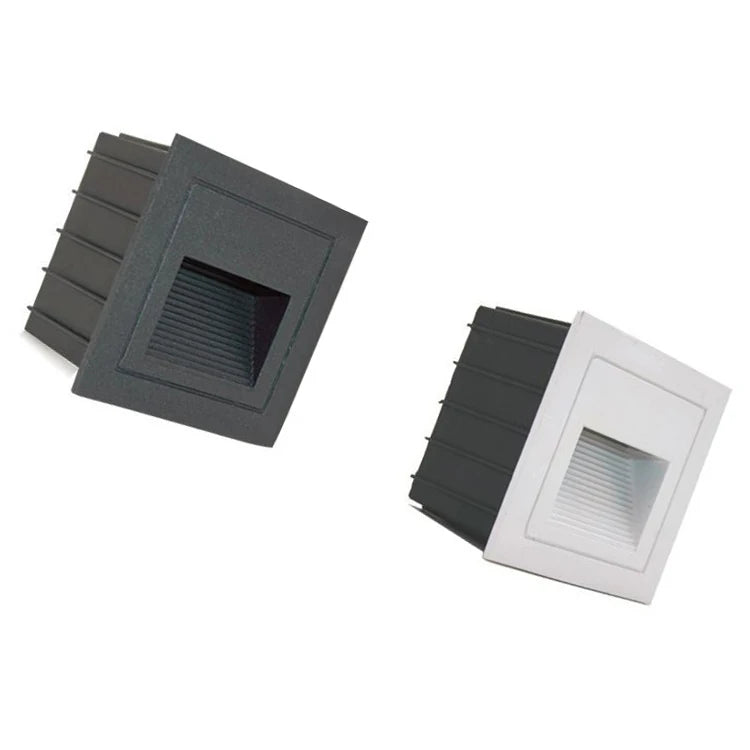 Outdoor Waterproof LED Step Light Square Embedded Ground Floor Lamp Wall Corner Design Aluminum Base Polycarbonate Garden