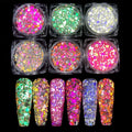 6 Colors Set Nail Art Glitter Powder Dust Sparkly Sequins Holographic Flakes Charm Jewelry Gel Polish DIY Decoration