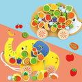 Wooden Pull & Push Car Fruits Vegetables Lacing Stringing Beads Puzzle Hedgehog Board Educational Toys for Kids Boys Girls