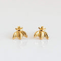 LOZRUNVE French Style Solid Gold Plated Mini Inset Bee Stud Earring Jewelry