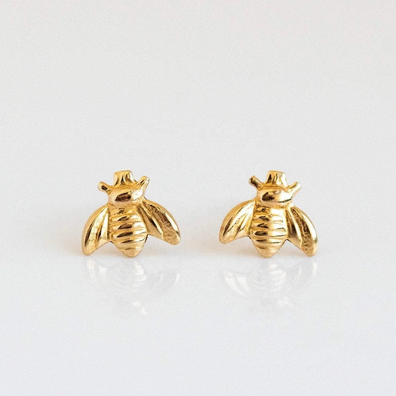 LOZRUNVE French Style Solid Gold Plated Mini Inset Bee Stud Earring Jewelry
