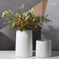 Merlin Living Nordic White Ceramic Tabletop Vase Modern Art Home Decoration Minimalist Floor Flower Bottle Cylinder Design MegaBDM