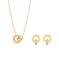 Wholesale Jewelry Set 18K Gold Plated Stainless Steel Zircon Roman Numeral Pendant Lucky Necklace Earrings Set YF2425