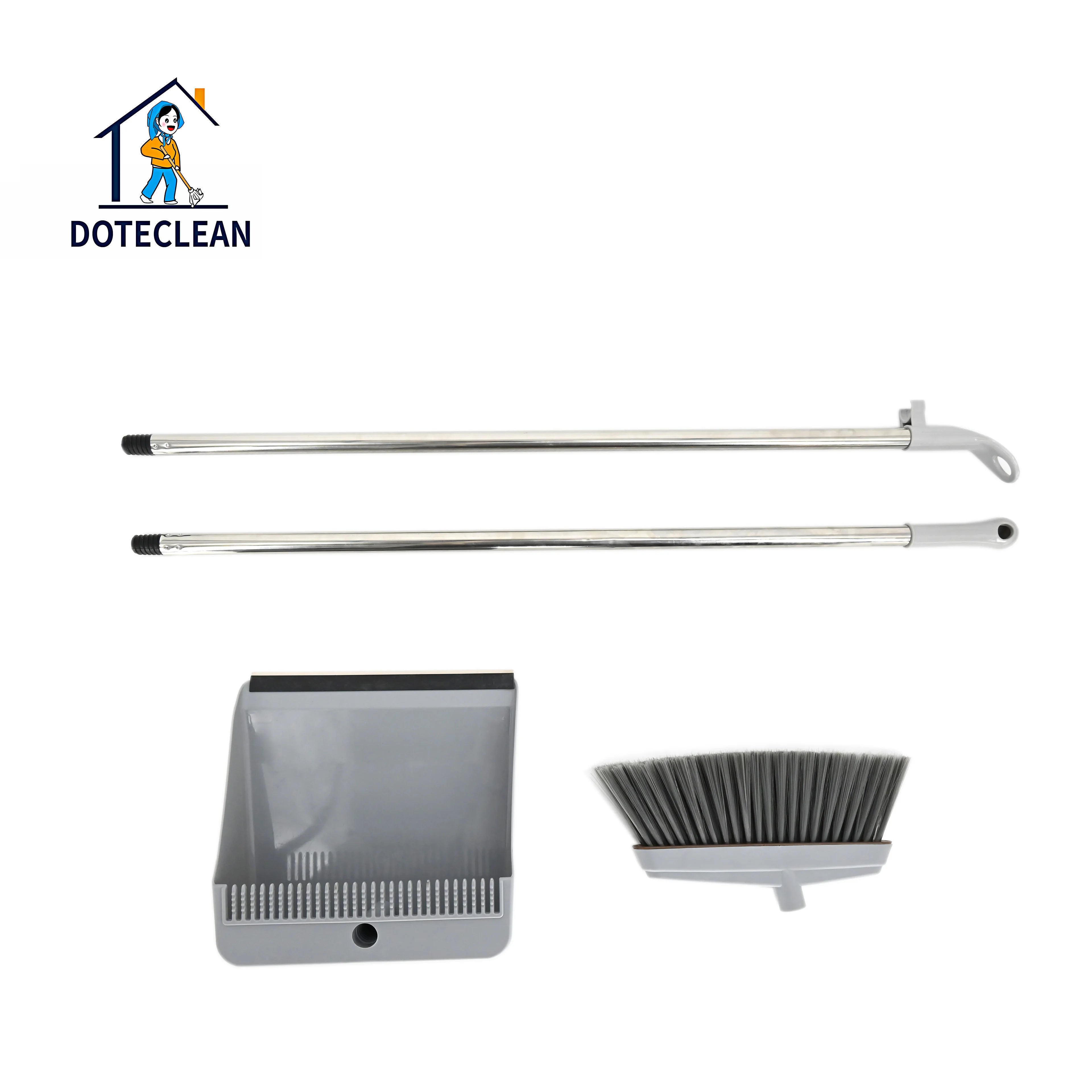Durable Broom and Dustpan Set for Household Cleaning Bristle Head and Teeth Design Made of Plastic