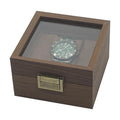 New 1 Slot Custom Logo Retro Dark Walnut Color Wooden Watch Show Storage Box Case With Glass Lid