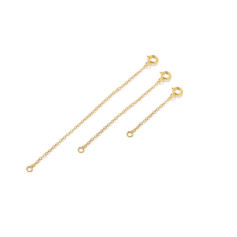 3Pcs/Set S925 Sterling Silver Bracelet Necklace Lengthening Extension Chain 1 Inch 2 Inch 3 Inch
