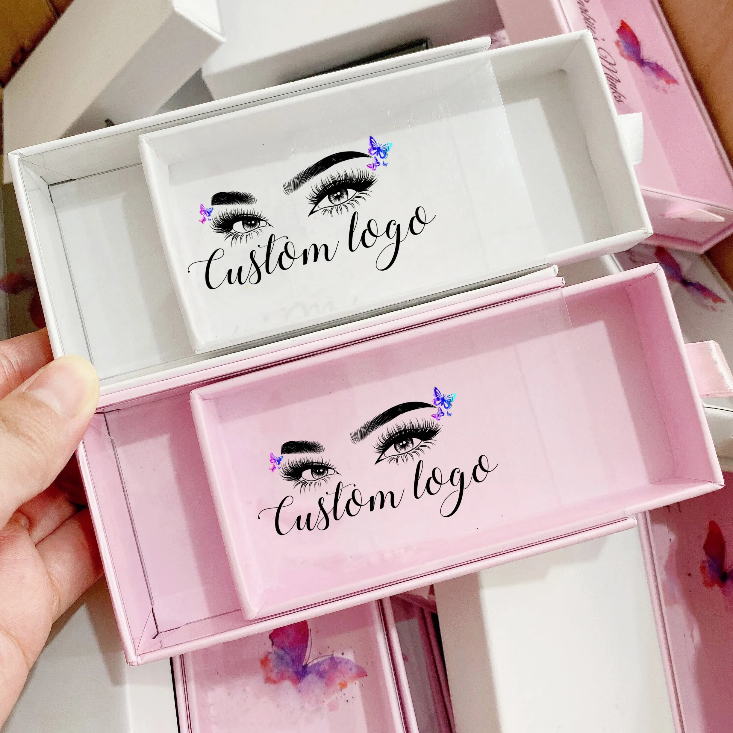 Wholesale Vegan Lashes Full Strip Eyelash Boxes Low MOQ Paper Packaging for Makeup Vegan False Eyelashes
