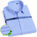 RNSHANGER Men Classic Short Sleeve Solid/striped Basic Dress Shirt Single Patch Pocket Business Standard-fit Office Social Shirt