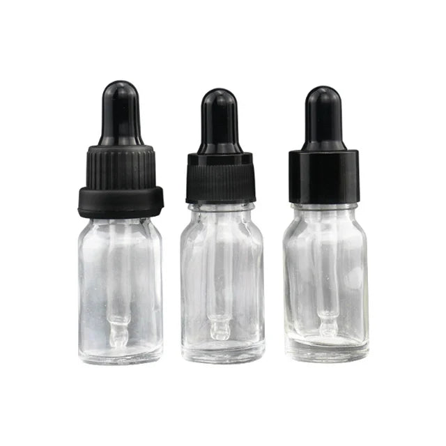 Dropper Essential Oil & Skin Care Cream Clear Glass 10ml Empty Bottle with Plastic Dropper and Glass Pipe-Refillable