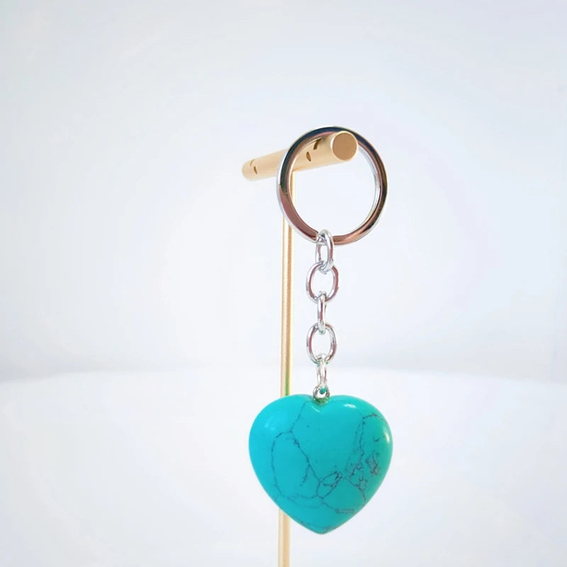 Huiying Healing crystals stones Heart Shape Floating Charm blue turquoise keychains in bulk necklace