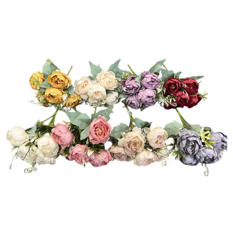 26cm mini peonies bushes small artificial silk flower peony for wedding decoration
