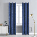 Navy Blue Dots Foil Printed Thermal Insulated Curtains 52 X 84 Inch Light Silver Grommet for Bedroom Long Blackout Drapes