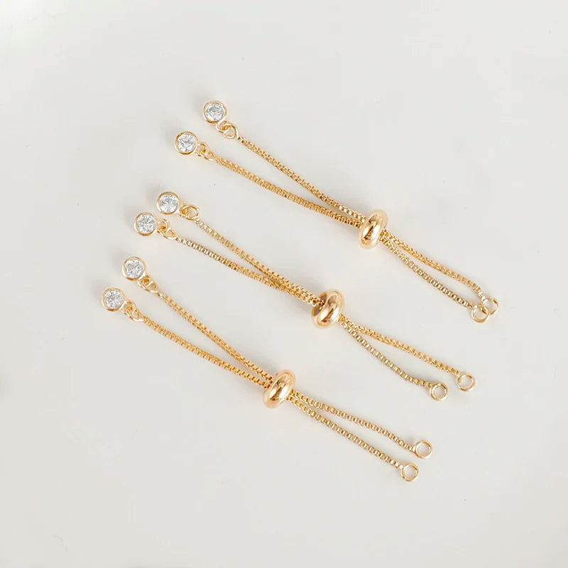 Zircon Adjustable Necklaces Mens Chains Brass Jewelry Raw Materials 18k Gold Plate Extended Chain for Jewelry Making