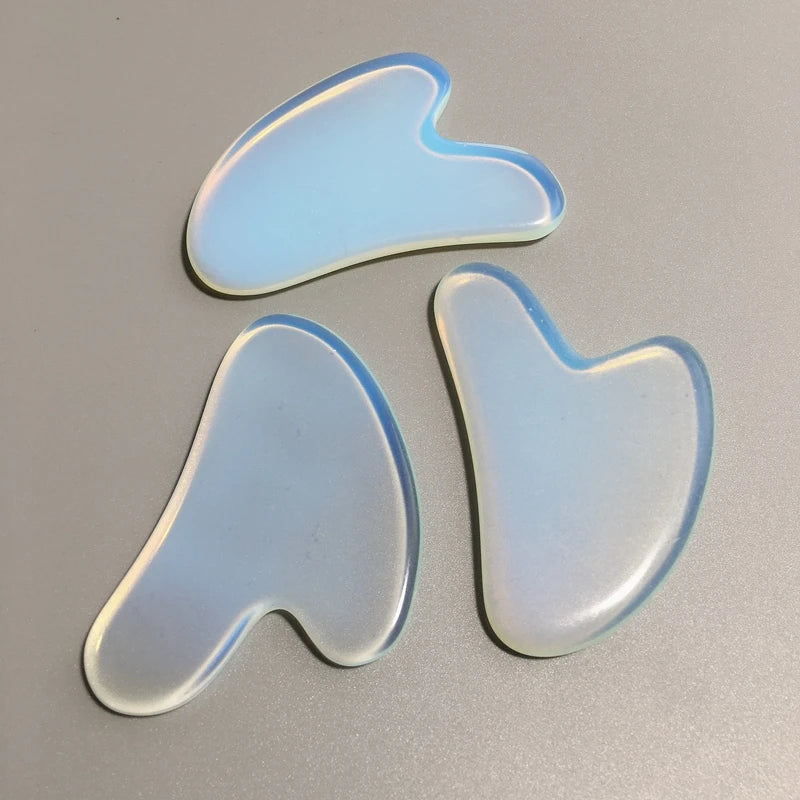 HY SPA Acupuncture Hand Made Heart Facial Guasha Scraping Massage Tool Natural Opalite Facial Gua Sha Tool