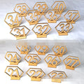 Ychon Wooden Hexagon Wedding Table Numbers Wooden Stands Holders Ornament Desktop Seat Number Sign Banquet Wedding Decorations