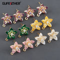 M1124 10pcs/lot 18K Gold Plated Copper Zircons Nickel Free Flower Shape DIY Earrings Accessories Pass REACH