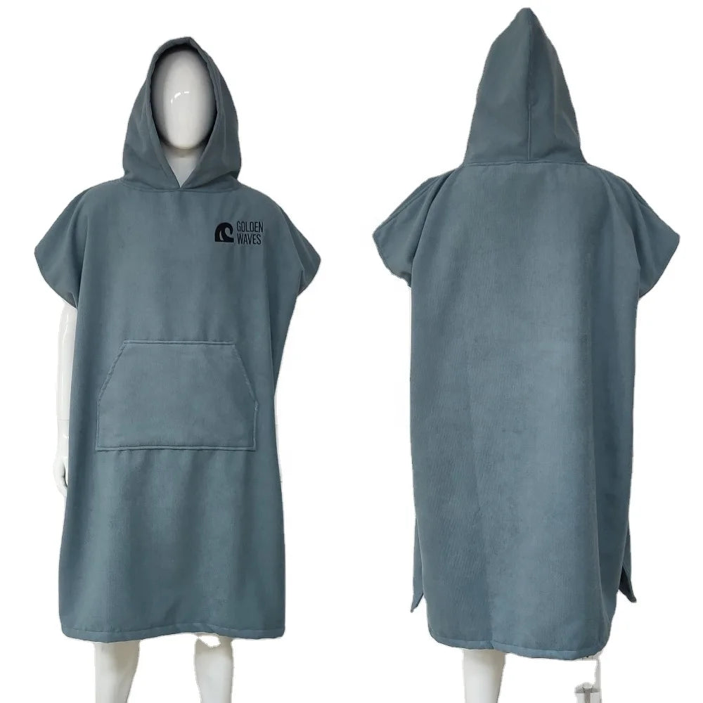 New Design Customized Microfiber Quick-dry Adult Hooded Surf Poncho Towel for Beach Swimming