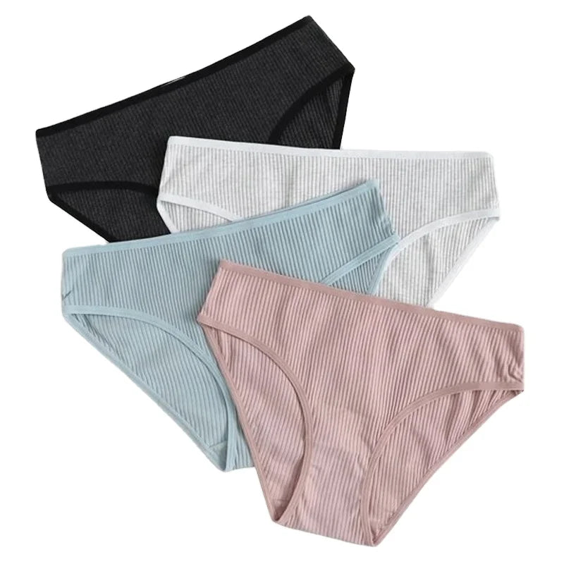 New Arrival Hot Women's Cotton Knitted Briefs Comfortable Cheeky Underpants Ladies' Lingerie in 6 Soft Panty Colors