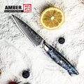 Amber Wholesale Blue Resin Handle 67 Layers VG10 Damascus Steel Knives Kitchen Knife Fruit Kitchen Paring Knifes