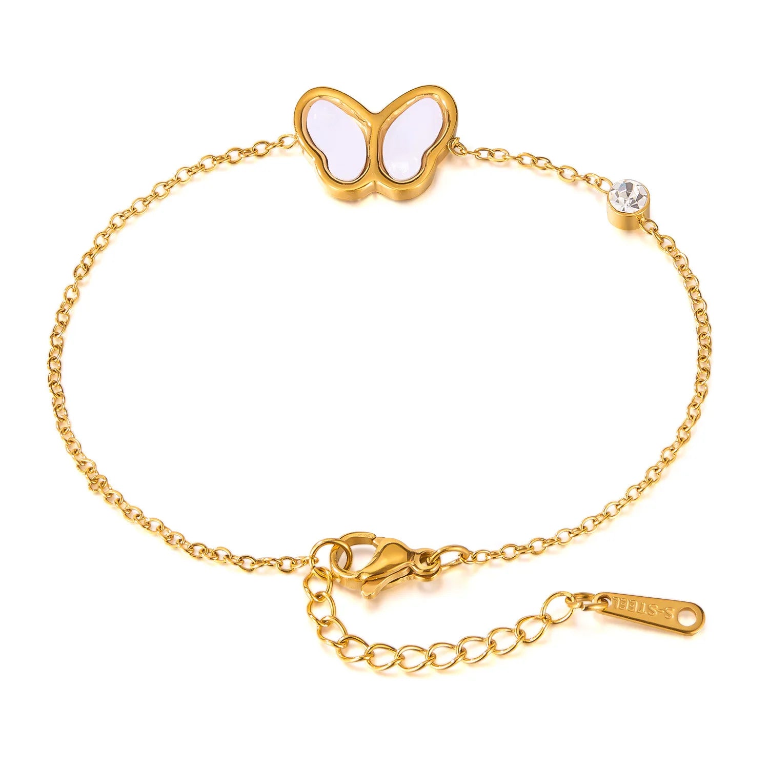 G3781 Wholesale Stainless Steel Pearl Oysters Butterfly Bracelet for Women Personalized Jewelry Fashion Chain Link Bracelets