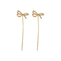 AA00293 Bling Rhinestone Crystal Bow Knot Earring Wire Cubic Zirconia Tassel Earrings Jewelry