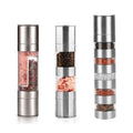 Double-headed Pepper Grinder Manual Stainless Steel Salt Pepper Grinder Herb Spice Grinder Shaker Thick Ceramic Rotor