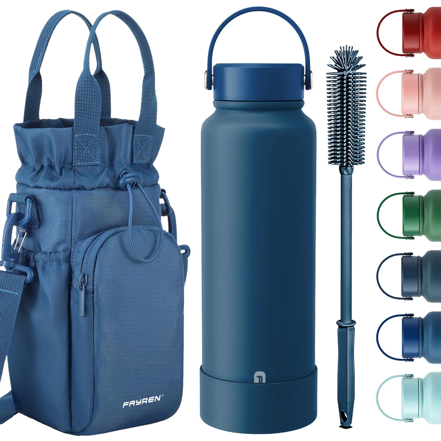 Double Wall Stainless Steel Sports Vacuum Insulated Rubber Bottom Sleeve Water Bottle Hot Water Flask 12-24 Hours Thermal Custom