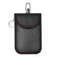 Carbon Fiber Leather RFID Car Key Signals Blocker Case with Key Hook Keyless Car Theft Pouch Wallet Faraday Car Key Bag