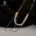 ICEBELA Baroque Pearl Necklace Long Women Luxury 925 Sterling Silver Hand Made Double Layer Clavicle Chain