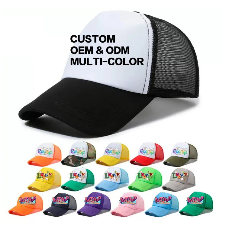 High Quality Blank Basic Foam Trucker Adjustable Snapback Hat Sport Golf Baseball Dad Hat 5 Panel Plain Foam Trucker Mesh Cap