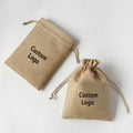 Custom Logo Recyclable Reusable Natural Jute Linen Drawstring Burlap Pouches for Rosaries