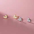 925 Sterling Silver Small Cubic Zircon Heart Shaped Earings Gold Plated Cute Studs Earrings Fashion Jewelry for Women Girls