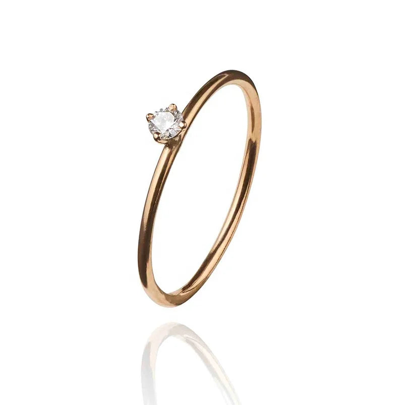 Minimalist Solitaire Diamond Dainty 925 Silver 0.5 Micron Moissanite Finger Rings for Women