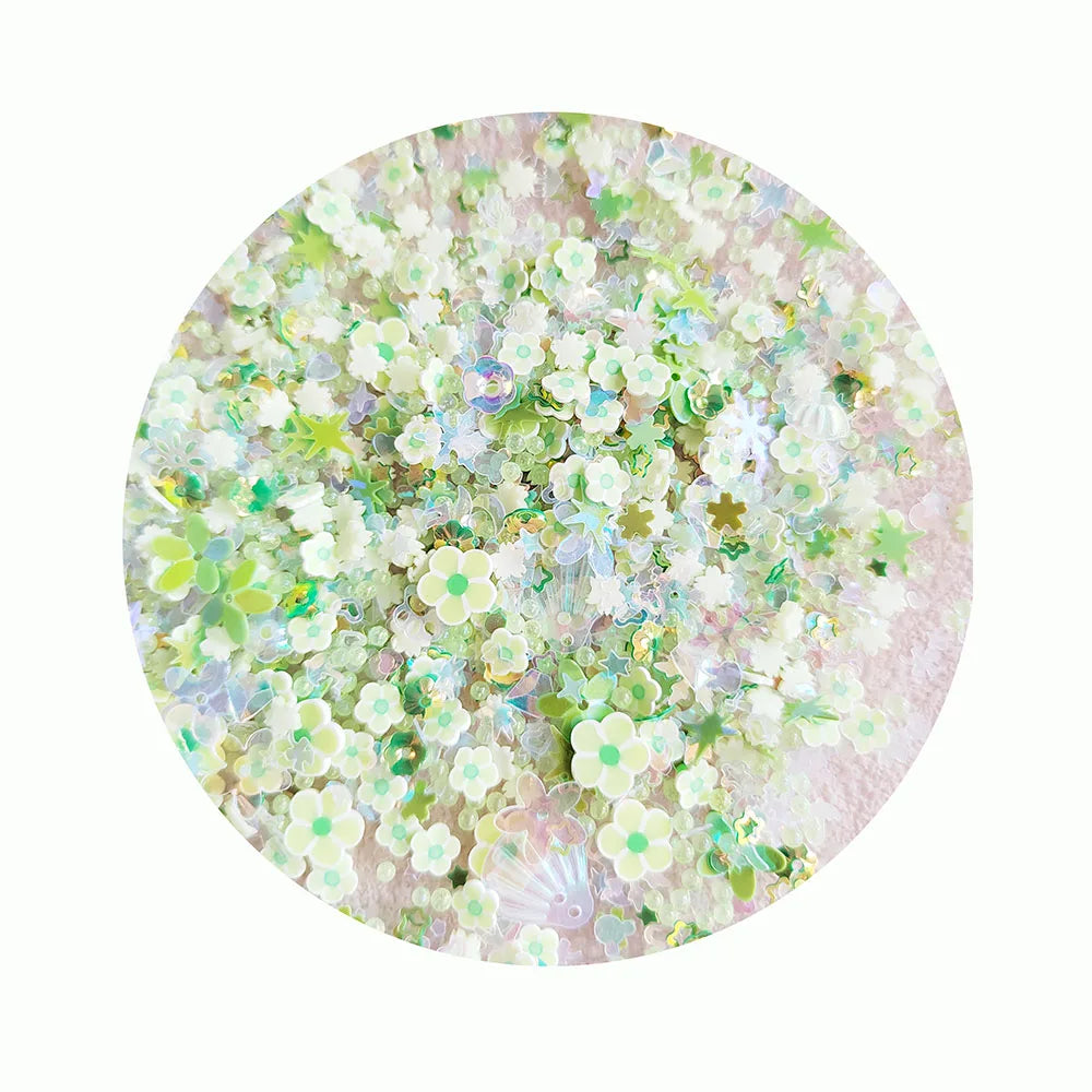 1kg Custom Cute Green Sequins Star Flower Charms Eco-Friendly Clay Pieces Safe for Kids Play and Creative Activities