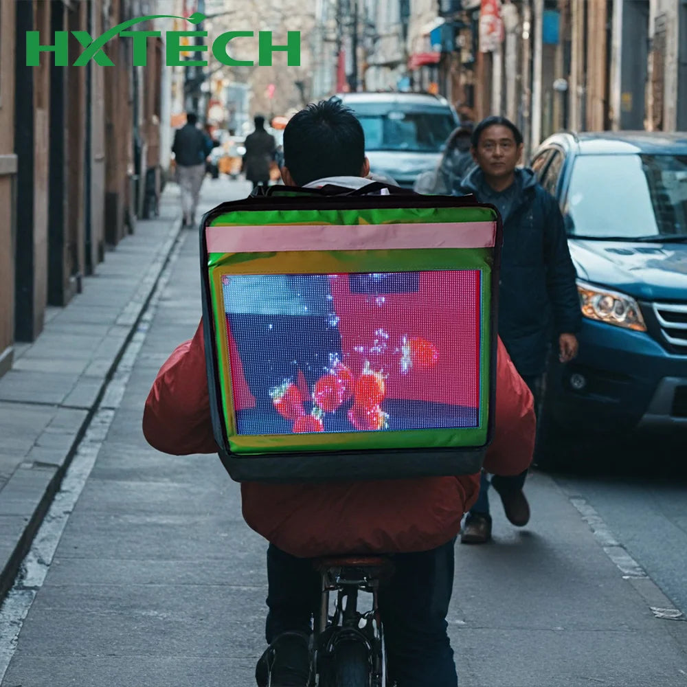 Trendy LED Food Delivery Box Android Screen Backpack Advertising Human Walking Outdoor Digital Billboard
