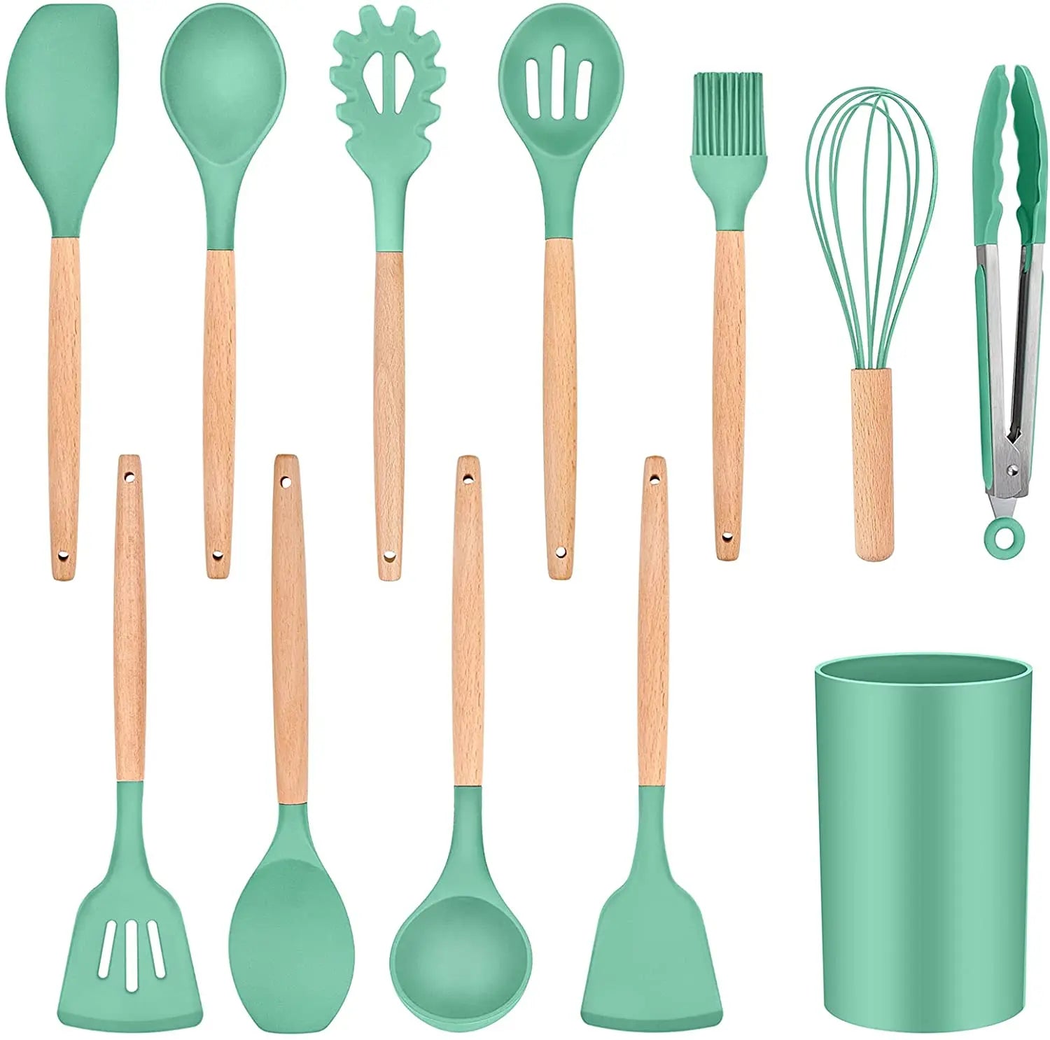 Manufacturing Suppliers Import From China Sale Bamboo Wooden Stainless Steel Tools Korean Cooking Silicone Kitchen Set Utensils