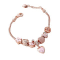 New JOMTY Oil Drop Flower Charm Bracelet Rose Gold Plated Zinc Alloy Crystal Rhinestone Heart Design Trendy Women's Anniversary