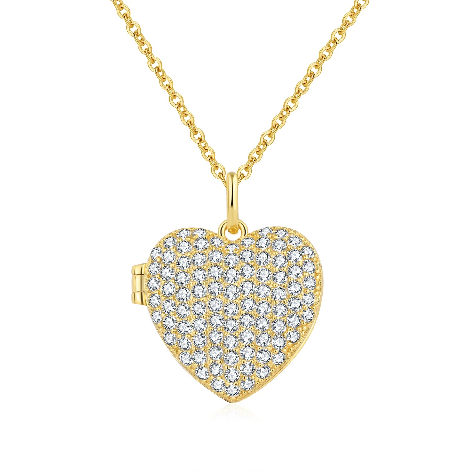 S925 Sterling Silver Full Diamond Can Open love Necklace Pendant Girlfriend Necklace