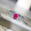 Women's 925 Sterling Silver Classic Gold Plated Rings Natural Ruby Oval Cut Prong Setting for Wedding Party-Low MOQ Accessories