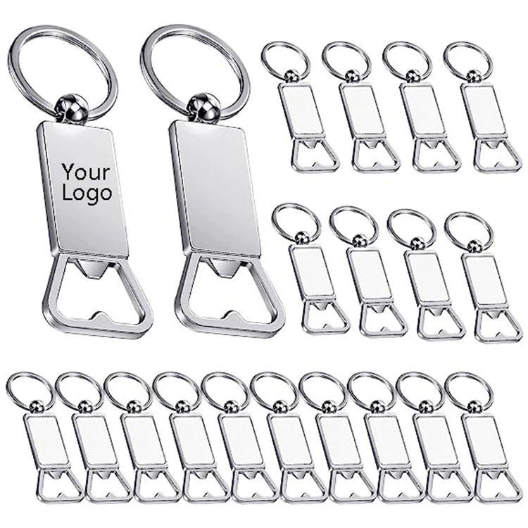 Customized Engraved Logo Metal Keychain with Bottle Opener Letterpress Printing Holiday/Wedding Gift