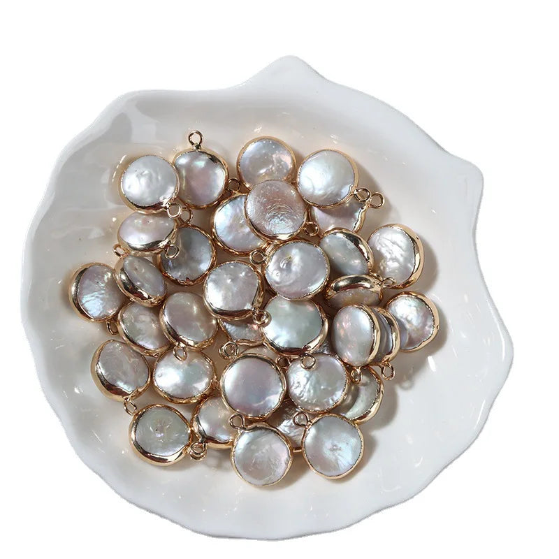 Spot Wholesale 13-14mm Trim Oblate Shape Baroque Buttons Natural Freshwater Pearls