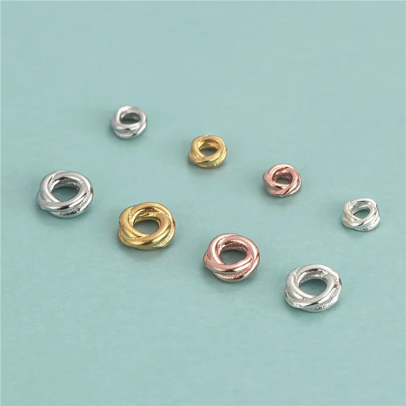 925 Sterling Sliver Twist Stripe Ring Spacer Beads for Jewelry Making Diy Bracelets Necklace Supplies Wholesale