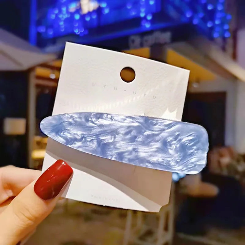 Korean Marbling Pattern Geometric Oval Hairpins Thickness Resin Acrylic Acetate Sequin Round Acetic Hair Clip Accessories