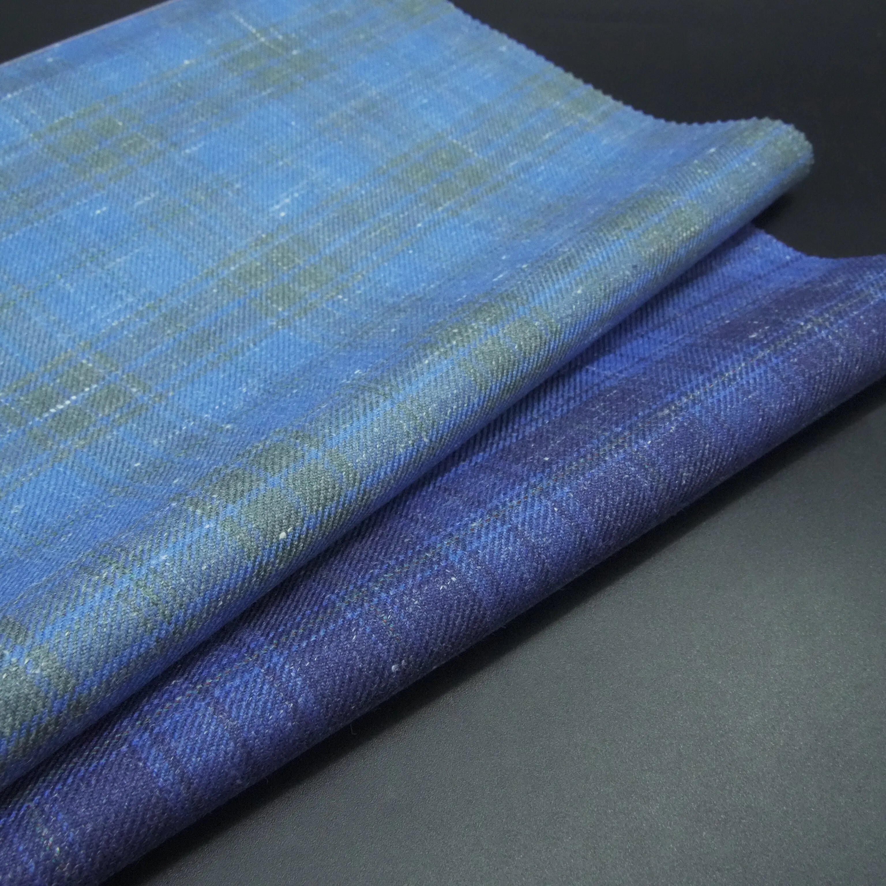 Organic Italian Suiting Fabric Linen/Wool Plaid Blend Worsted Merino Wool Yarn Dyed for Men's Jackets Wholesale Stock Available