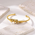 New Trendy Tarnish Free 18k Gold Plated Stainless Steel Open Cuff Bracelets for Lady Women Jewelry