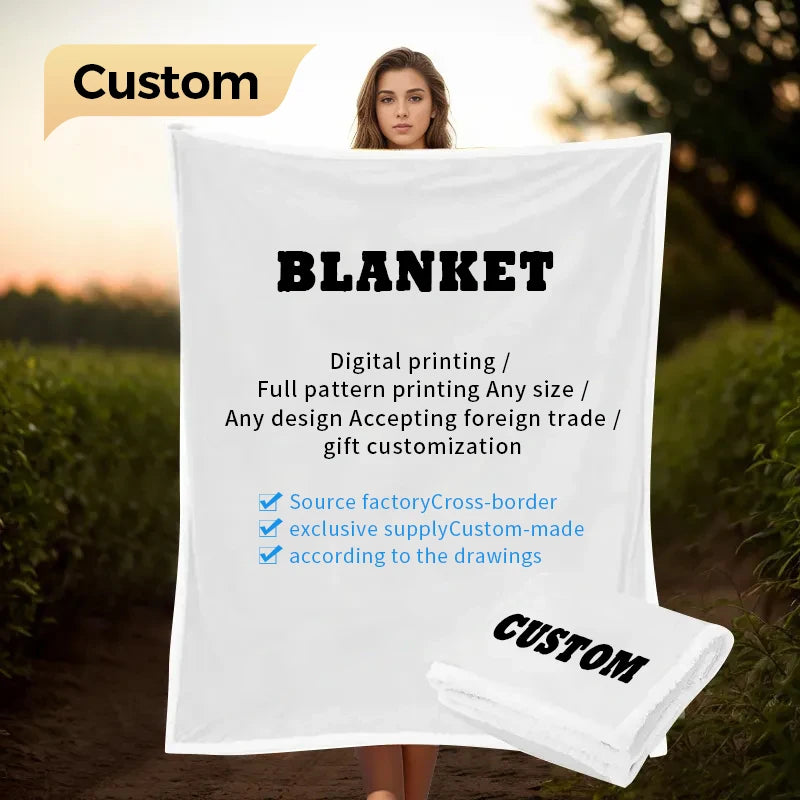 OEM Custom Printed 100% Polyester Coral Flannel Fleece Travel Blanket Minky Plush Sublimation Throw Blanket for Winter Pet Dog