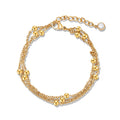 Minimalist Jewelry Stainless Steel Three Layer Chain Link Bracelet 18k Gold Plated Bead Chain Bracelet for Girls