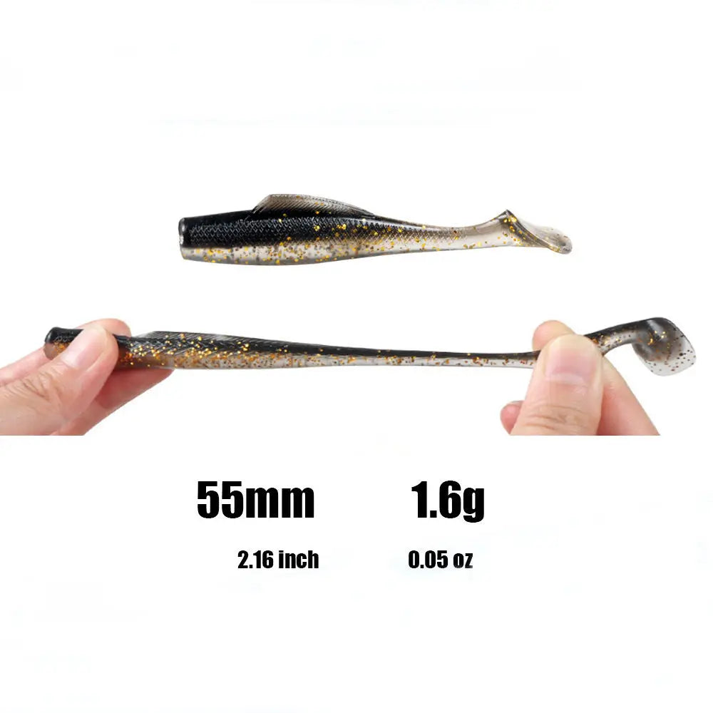5.5cm 1.6g TPE Soft Bionic Fishing Lure Fishing Soft Lure Bass Double Color Silicone Artificial Soft Bait Carp Swim Bait Tackle
