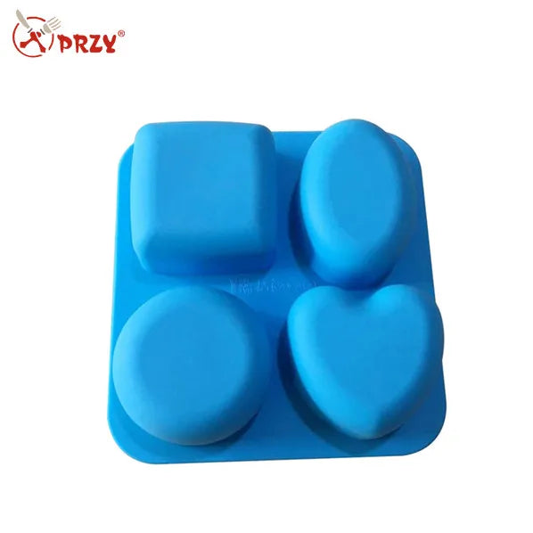 4 Cavity Different Shape Silicone Soap Mold